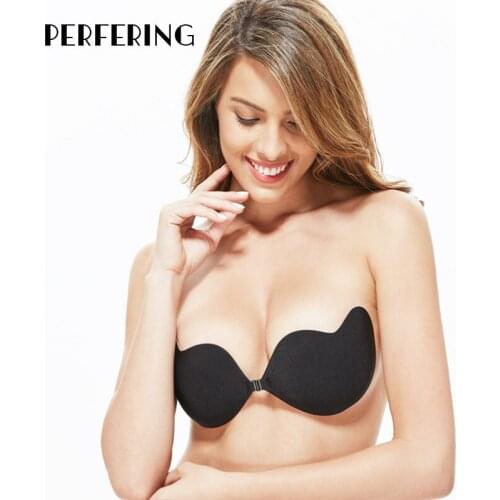 Perfering Women Invisible Bra Self Adhesive Strapless Bandage Blackless Solid Bra Stick Gel Silicone Sexy Push Up Underwear