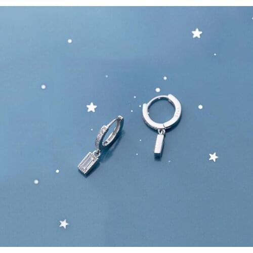 925 Sterling Silver Cute Square Cubic Zircon Hoop Earrings Minimalist Cute Hoop Earrings For Women Daily Jewelry S-E1109