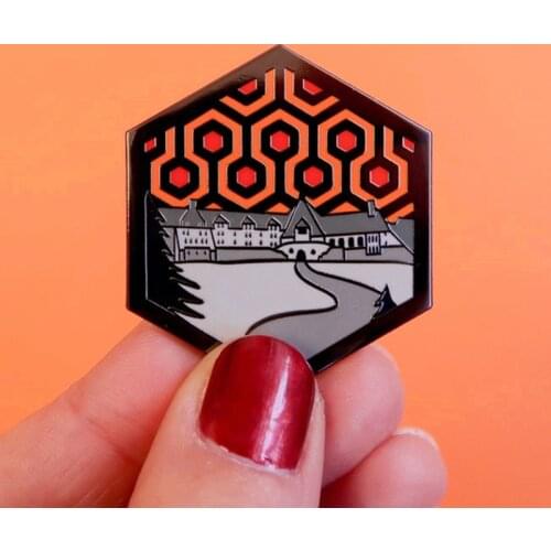 The Shining Carpet Overlook Hotel Hexagon Brooch Pins Enamel Metal Badges Lapel Pin Brooches Jackets Fashion Jewelry Accessories