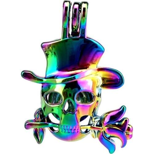 C848 5pcs/lot COLORS Rose Skull Flower Cage Pendant Pearl Locket Fairytale Party Essential Oil Diffuser Beauty Gift