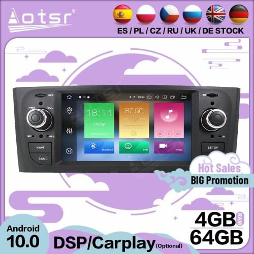 Carplay Multimedia Stereo Android 10 Player For FIAT Punto Linea 2005 2006 2007 2008 2009 GPS BT Audio Radio Receiver Head Unit