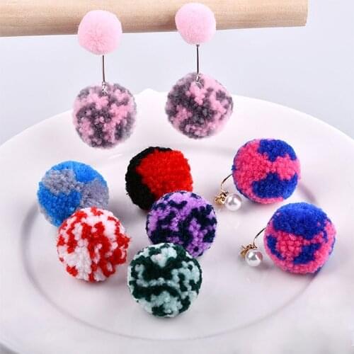 Asssorted Colors Cotton Thread Floral Balls Craft DIY Jewelry Findings 60pcs/Lot 30MM DIY Ornaments Round Ball Patch Sticker