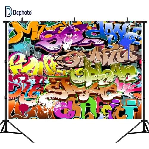 DePhoto Graffiti Hip-hop Wall Theme for 80s 90s Party Seamless Vinyl Photography Backdrop Photo Background Studio Prop PGT123