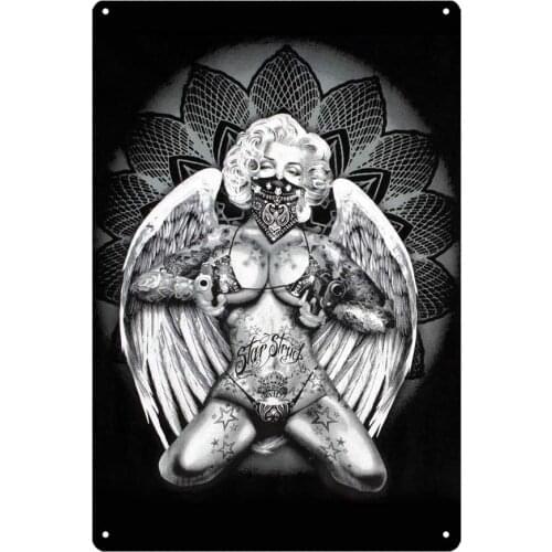 EICOCO Marilyn Monroe Sexy Tattoo Angel Wing(20x30cm) Retro Metal Tin Vintage Wall Art Sign