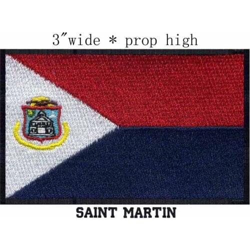 Saint Martin Flag 3" wide embroidery patch for cuadros bordados a mano/embroidery hoop/fieltro de lana