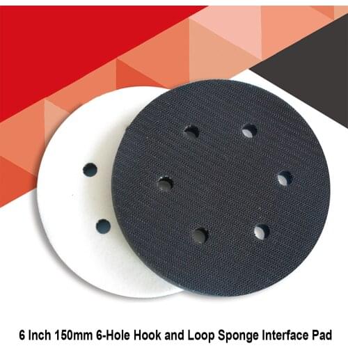 6 Inch 150mm 6-Hole Sponge Interface Pad Cushion Pad Hook & Loop Buffer Sponge for Sander Backing Pad Abrasive Tools Accessories