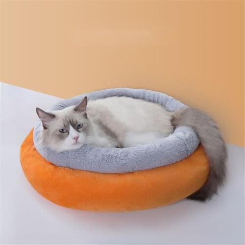 Cat Kennel House Round Plush Bed Mat Pet Puppy Sleeping Bed Sofa Dog Soft Deep Sleeping Basket Cushion Winter Animal Nest