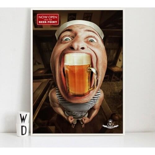 Crazy Funny People Swallowing Beer A4 A3 Canvas Art Painting Print Poster Picture Wall Bar Restaurant Home Decoration Murals