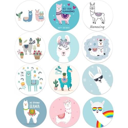 Llama Alpaca Kids Toy Sticker for Birthday DIY Decoration Cartoon Cute Alpaca Adhesive Stickers DIY Mexican Party Supplies