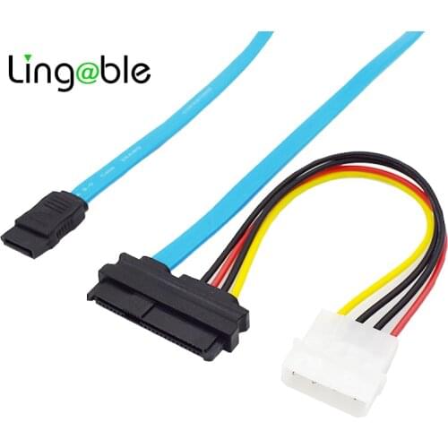 Lingable Cable SAS to SATA SFF-8482 Mini SAS 29Pin SCSI to SATA 7Pin with LP4 Molex IDE 4Pin Hard Disk Converter Cable 70CM