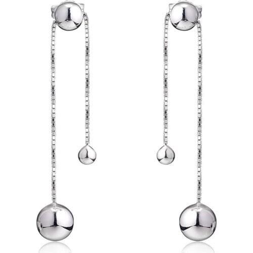 Genuine 925 Sterling Silver String of Beads Hanging Earrings for Women Fashion Earrings Jewelry brincos Free Shipping