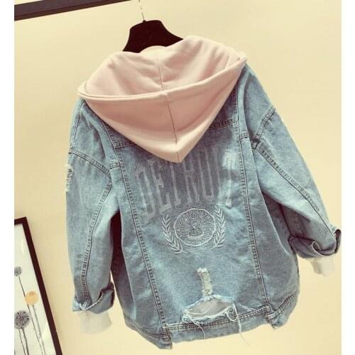 NEW Jeans Coat Women Spring Autumn New Korean-style Loose-Fit Plus Size Hooded Versatile Tops Jeans Coat and Jacket Women