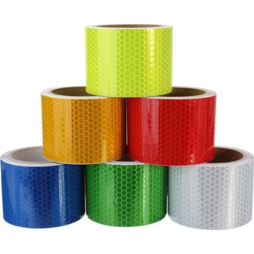 NEW 1pcs Waterproof Pure Color Reflect Light Safety Security Caution Reflective Tape Warning Tape Sticker Self Adhesive Tape