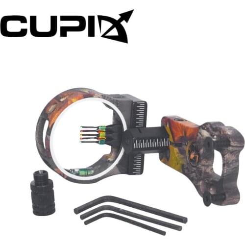 Newest TP1550 5 pin Compound Bow Sight with 0.029'' Fiber light and witt sight light for both left and right hand shooters
