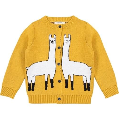 New baby Girl Knitted Sweater Kids Cardigans Knitwear Boy Clothing Alpaca Printed Cotton Outer Wear Children Casual Sweaters