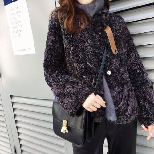 Real Winter 2020 New Coat Sheep Shearling 200% Wool Jacket Korean Lamb Fur Coats and Jackets Women K-2809 KJ4272