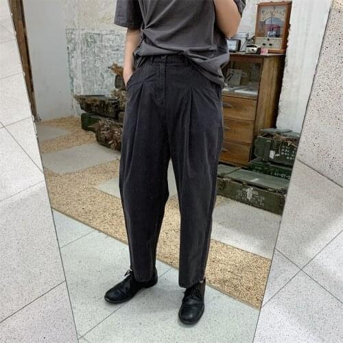 2019 Yamamoto style dark do old retro straight pants two color casual pants