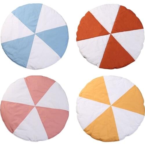 Nordic Newborn Baby Soft Cotton Creeping Mat Crawling Pad Play Game Rugs Round Windmill Floor Carpet for Children Interior