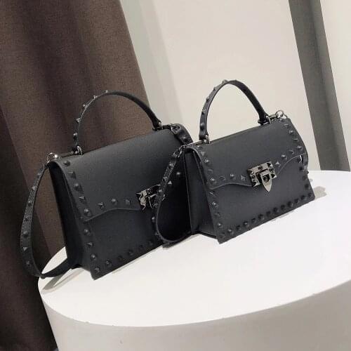 Jelly Bags For Women Solid Flap Fashion Messenger Bag Rivet Women Shoulder Bag Small Big Lady Handbags High Quality Bags Womens