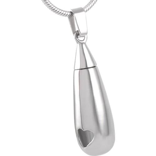 Cremation Urn Jewelry Stainless Steel Keepsake Ashes Pendant Hollow Heart In Tear Drop Necklace