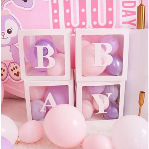 Transparent Letter Custom Baby Name Balloon Baby Shower Box Girl First 1 Year Old Birthday Party Decoration Children Balloon Box