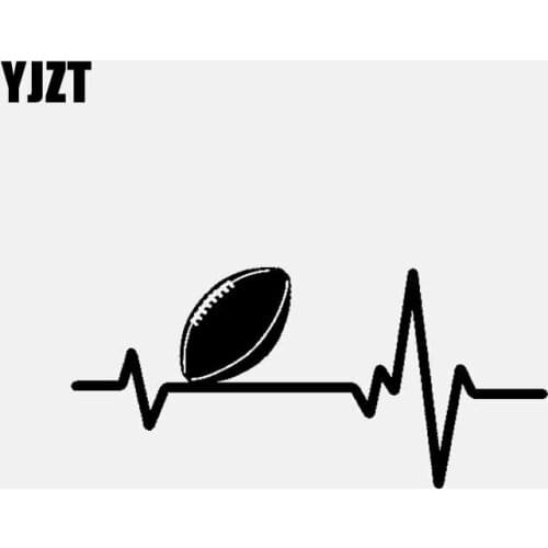 YJZT 14.8CM*6.9CM Heart Beat Line Vinyl Decal Car Sticker Football Black/Silver C3-1622