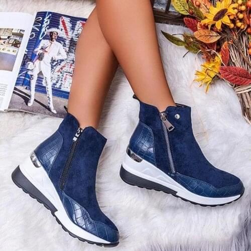 Winter Plus Size Warm Plush Botas Chunky Sneakers Ankle Boots Women Shoes Ladys Platform Zipper Buckle Thick Sole Casual shoes