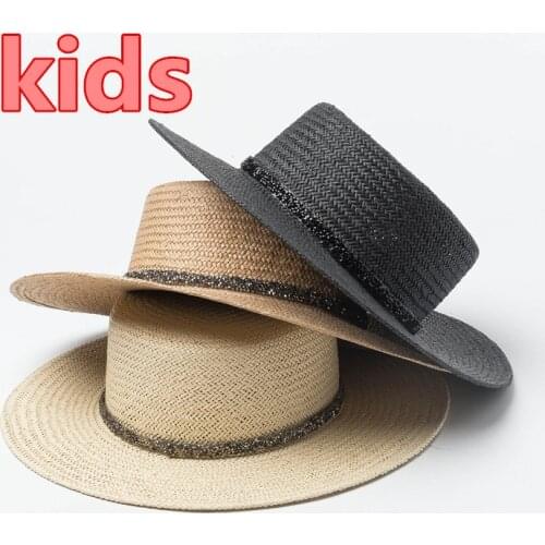 01910-hh6003 kids 2019 new summer handmade paper straw ribbon fedoras cap children leisure panama hat