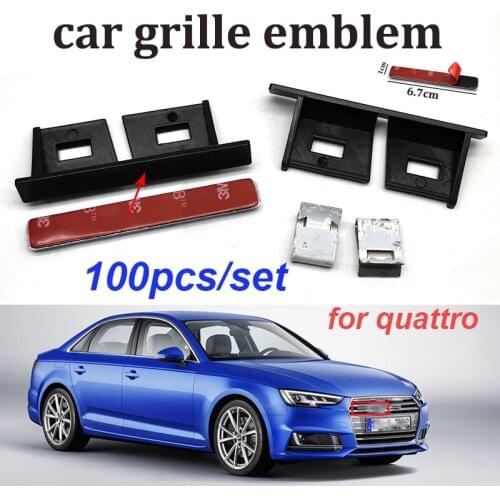 100pcs 3D Metal ABS Racing Rally Front Hood Grille Badge Emblem For A1 A2 A3 A4 A5 A6 A7 A8 Q1 Q3 Q5 Q7 TT car styling