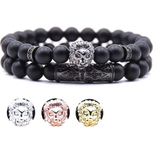 Stone beads Lion bracelet 2pcs/set bracelets for women men accessories bracciale uomo bileklik pulseira feminina mens jewellery