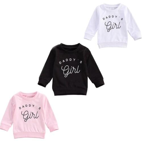 2021 0-3Y DADDY Toddler Baby Girls Sweatshirt Top Letter Print Long Sleeve Hoodies Spring Autumn Kids Outwear 3 Colors