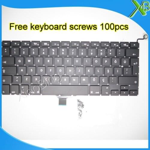5PCS---Brand New For MacBook Pro 13.3" A1278 TR Turkish Turkey keyboard+100pcs keyboard screws 2008-2012 Years