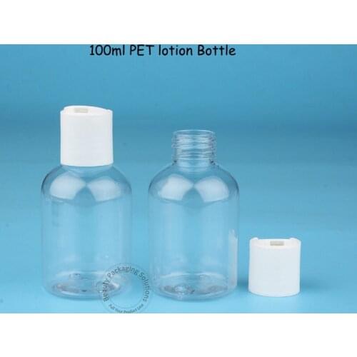 70pcs/Lot Wholesale Empty Plastic 100ml Lotion Bottle 10/3 OZ Women Cosmetic Container Refillable Packaging with White Cap