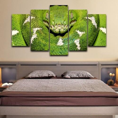 Diamond Painting 5 Piece set Green Snake Animal Modern art 3d diamond embroidery mosaic full square round drill Home Decor