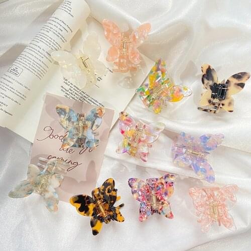 Butterfly Hair Claws Hairpin Acrylic Hair Accessories Ponytail Holder Hair Clip Colorful Butterfly Hair Claw Hairgrips Barrettes