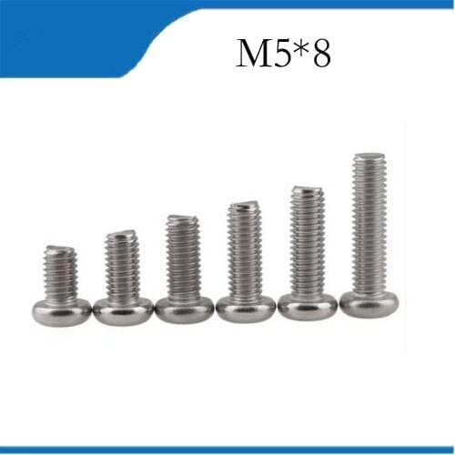 Free shipping 100pcs/Lot GB818 M5x8 mm M5*8 mm 304 Stainless Steel Phillips Cross Recessed Pan Head Screws Phillips Screws