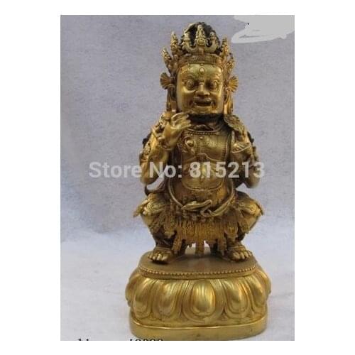 Bi001200 Tibet 100% Pure Bronze 24K Gild Buddhism Black Jambhala god of wealth Buddha