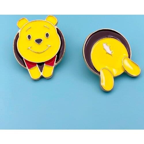 Winnie The Pooh Bear Brooch Cute Cartoon Disney Brooches Anime Figure Piglet Tiger Eeyore Badge Pins for Children