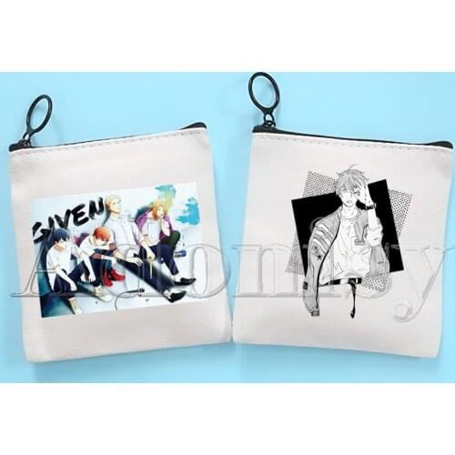 Given Anime Yaoi Bl Manga Music Mafuyu Harajuku Cute Solid Color Canvas Coin Purse Small Fresh New Zipper Key Bag Hand Gift Bag