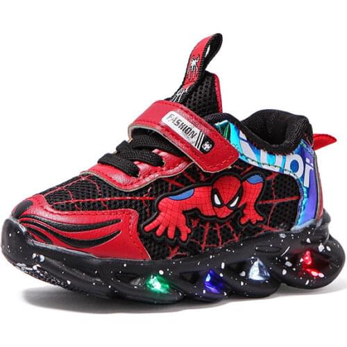 2020 Spring New LED Luminous Shoes Cartoon Boys Sneakers Kids Girls Shoes Anti-Slippery Knit Sneakers