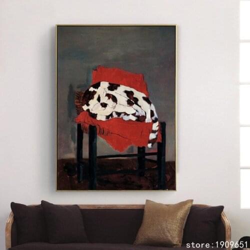 Cotton no frame classical animal dot cat canvas printings oil painting printed on cotton home wall art decoration pictures