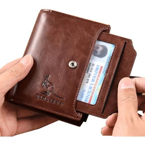 New Style Mens Leather Wallet RFID Blocking Anti Theft Vertical Business Card Holder Male Coin Purse Bag Wallet Men