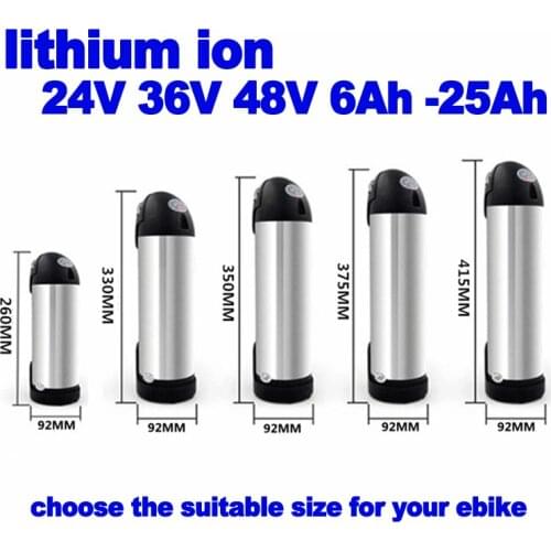 24v 36v 48v 6ah 8ah 10ah 15ah 20ah 25ah e-bike lithium battery Water bottle kettle electric bike battery lithium ion customized