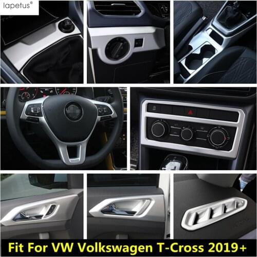Matte Accessories For VW Volkswagen T-Cross T Cross 2019 - 2021 Air AC Vent Outlet Window Lift Handle Bowl Head Light Cover Trim