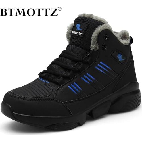 Winter Warm Mens Snow Boots Leather Waterproof Mens Casual Shoes Non-slip Rubber Shoes Mens Outdoor Climbing Hiking Sneakers