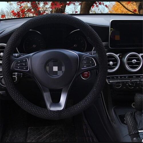 37/38CM 3Pcs Set Ice Silk Steering Wheel Cover Selector Lever Cover Handbrake Cover PU Leather Wheel Universal Car