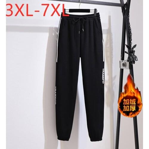 New Ladies Autumn Winter Plus Size Sports Pants For Women Large Loose Wool Liner Thick Keep Warm Trousers 3XL 4XL 5XL 6XL 7XL