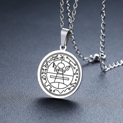 PEWTER TALISMAN SECRET SEAL of SOLOMON PENTACLE PENDANT MEN NECKLACE KABBALAH AMULET MALE CHOKER