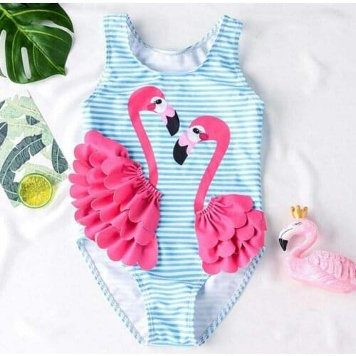 1-5Y Baby Girls Swan Swimwear Kids Swimsuit Children Bikini Baby Swimming Girls Beachwear Bathing Suits