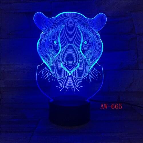 Holiday Gift LED Lights Novelty Tiger Lion shaped Seven Colors Home Lighting 3D Table Lamp USB NightLight Drop shipping AW-665